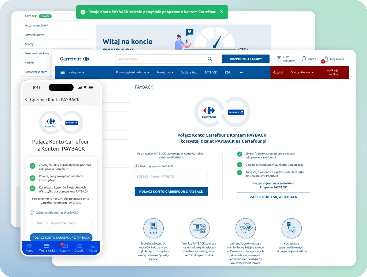 Carrefour PAYBACK - widoki web i mobile